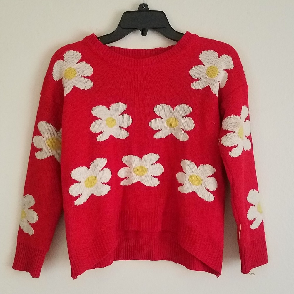 Floral Red Sweater